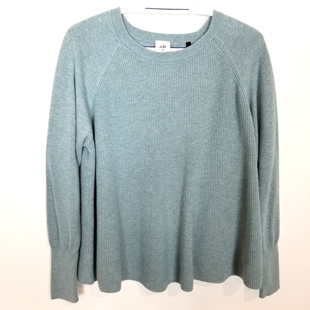 CABI Style #5133 Women Blue Swing Sweater Pullover Sz XL Blue Cotton Blend